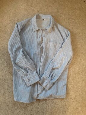 H&M Light Blue Corduroy Button-Down Shirt